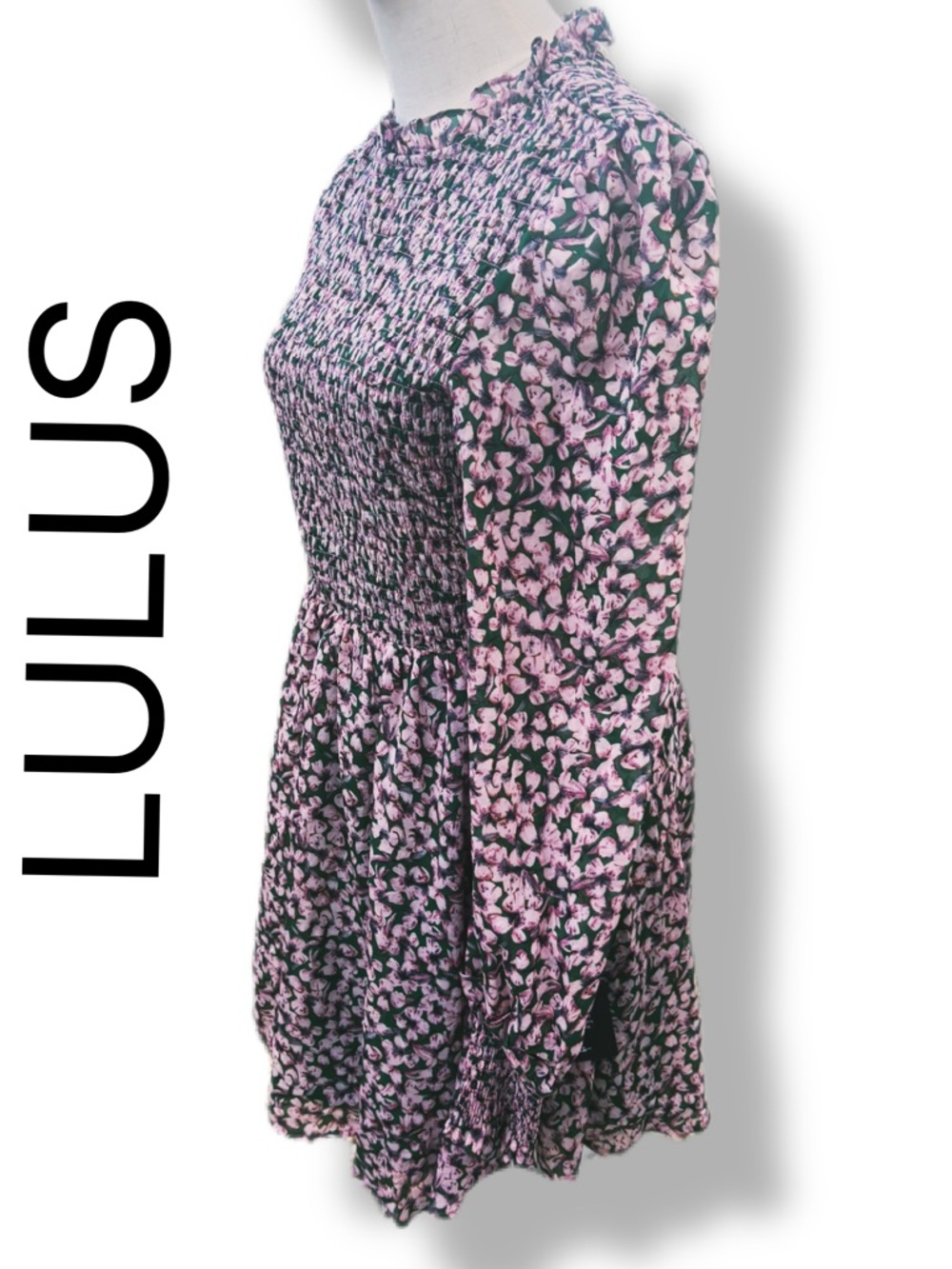 NWT Lulus Floral Forever Smocked Skater Dress - Pink & Green - Size M - Picture 4 of 12
